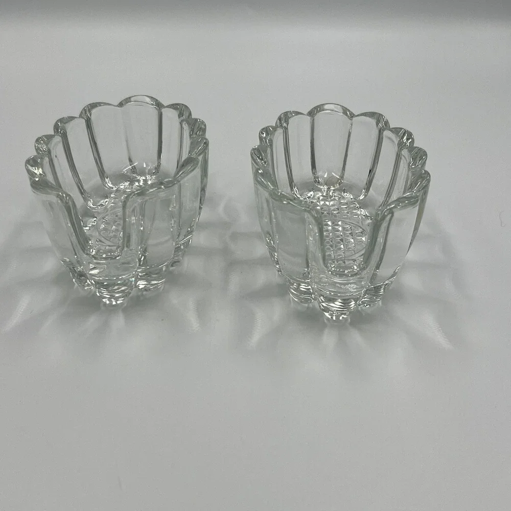 Princess House Crystal Spoon Fork Holder Set 2 Clear Vintage Excellent Scalloped